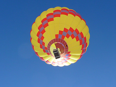 yellow and red hot air balloon