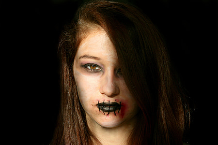 woman with black lipstick
