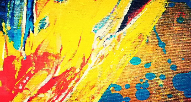 yellow and multicolored abstract painting