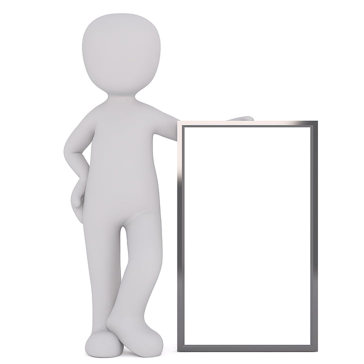 person illustration holding rectangular gray frame