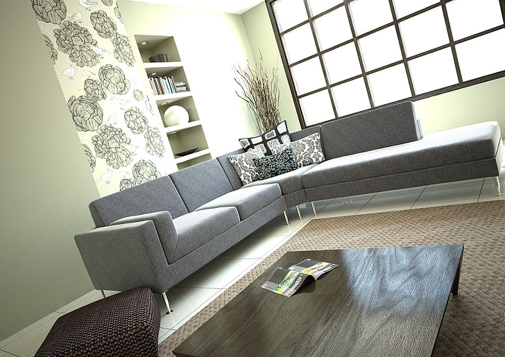 photo of gray sectional couch