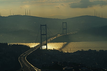 photography of full-suspension bridge during daytime