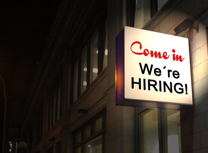 photo of Come in We're Hiring! signage