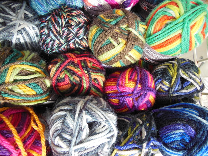 assorted-color rolled yarns