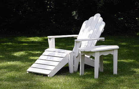 white wooden adirondack chair