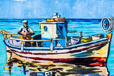 sailor on boat painting