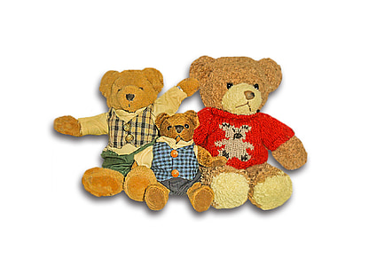 three bear plush toys with white background