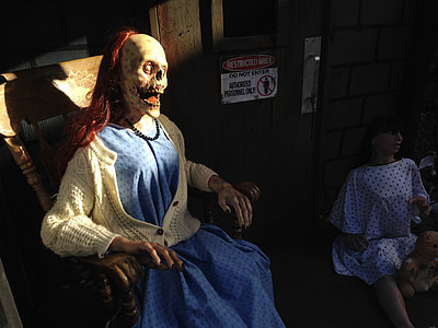 corpse decoration sitting on rocking chair