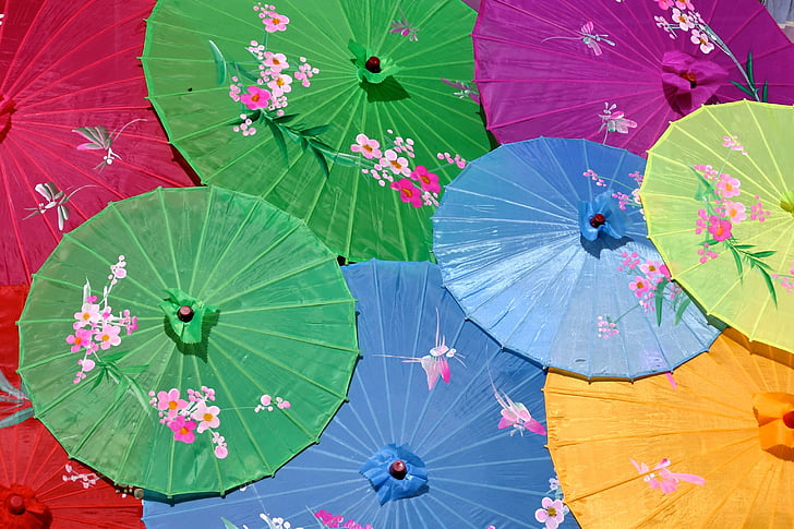 assorted-color paper umbrella
