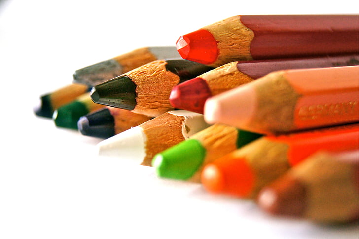 coloring pencils in white background