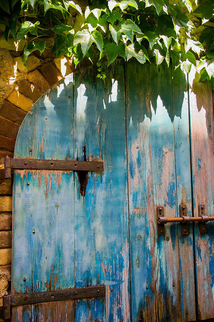 door, old, blue, wood, wooden, rustic