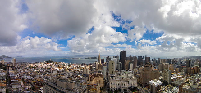 aerial photography of city buildings under white clouds during daytime