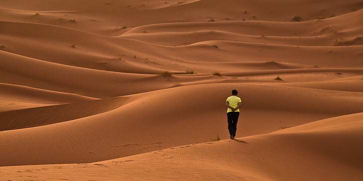 man standing on desert