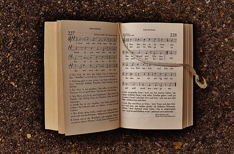 white open page music book