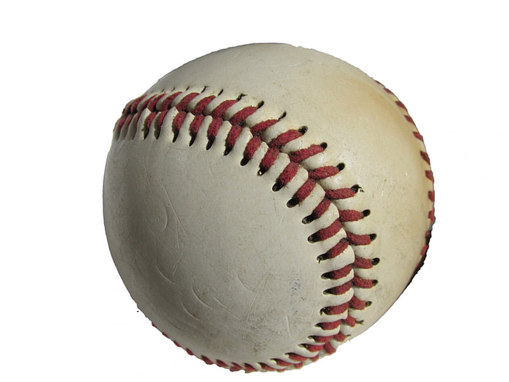 white and red baseball on white background