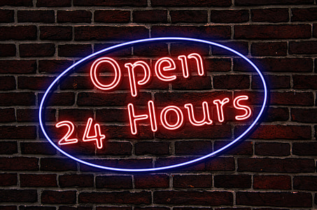 Open 24 Hours neon signage