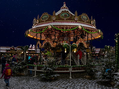carousel with lights turned on