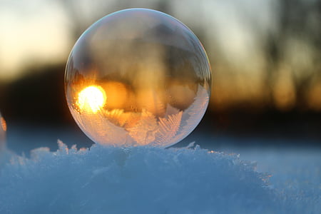 bubble on white snow