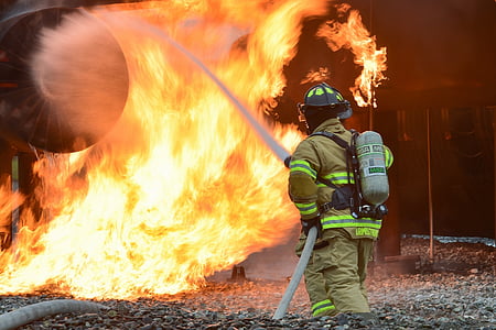 firefighter fighting a fire