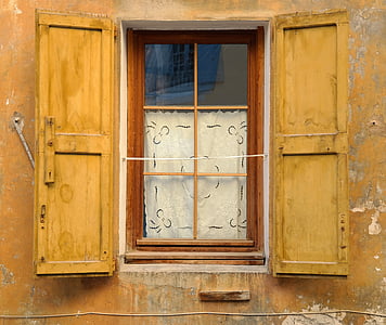 opened brown wooden window