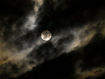 white moon under clouds at nighttime