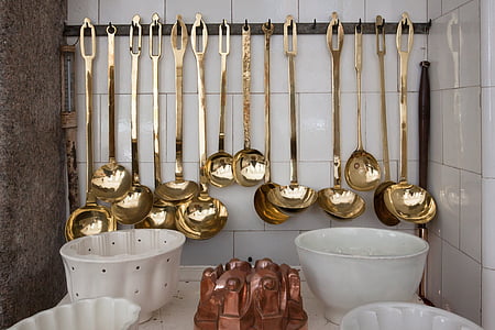 gold-colored cookware lot