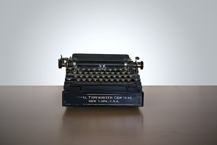black typewriter on table