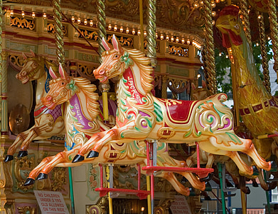 yellow and red carousel