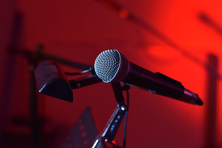 black corded microphone on stand