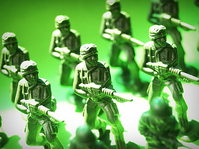 close-up photo toy soldiers in formation