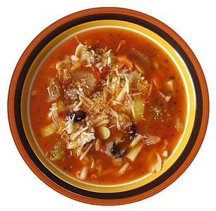 vegetable soup on ceramic bowl
