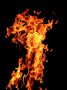 flame burning on black background