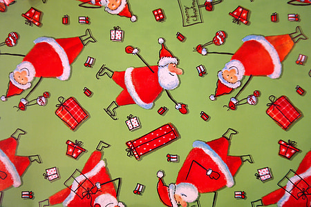 Volleyball and Santa Clause Red & Green Christmas Wrapping Paper