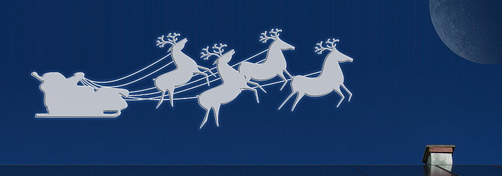 Santa Claus sleigh and deer wallpaper