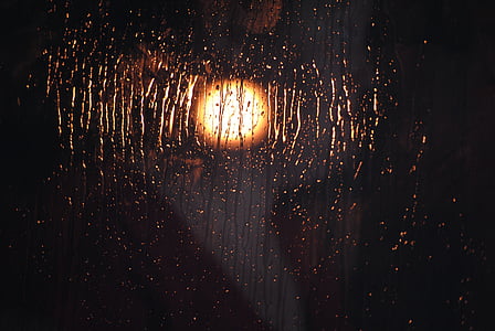 yellow light outside glass surface
