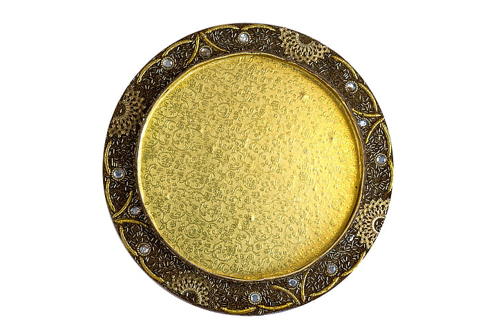 round gold and brown wall decor
