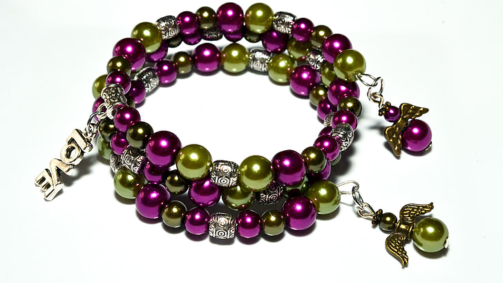 beaded green and purple accessory
