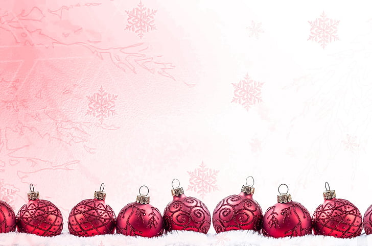 photo of red Christmas baubles