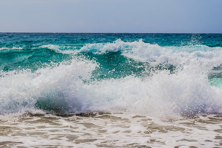 crashing waves on beach