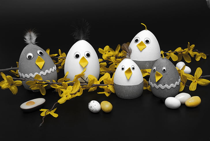 photography of grey and white egg decors