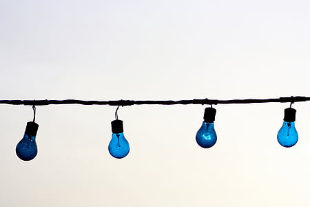 four blue string lights