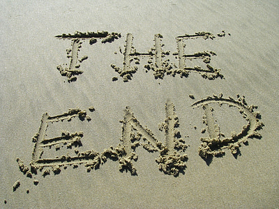 the end text written in the sand