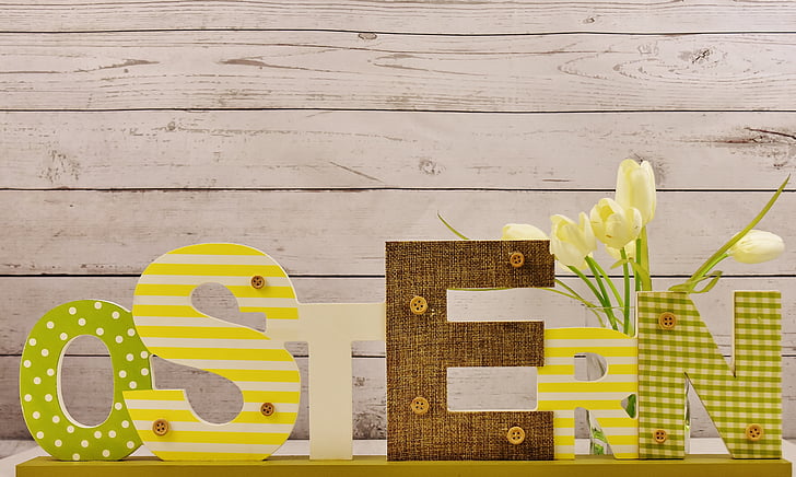 yellow and brown freestanding letters