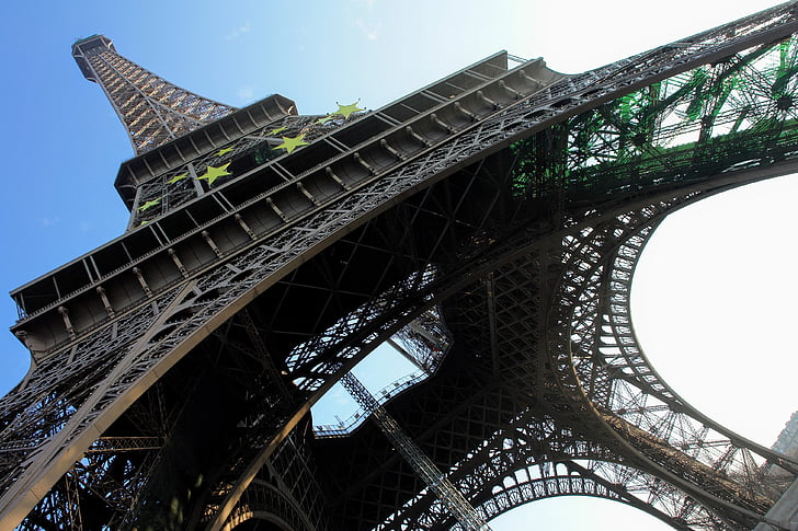 worm's eye view of Eiffel tower during daytime