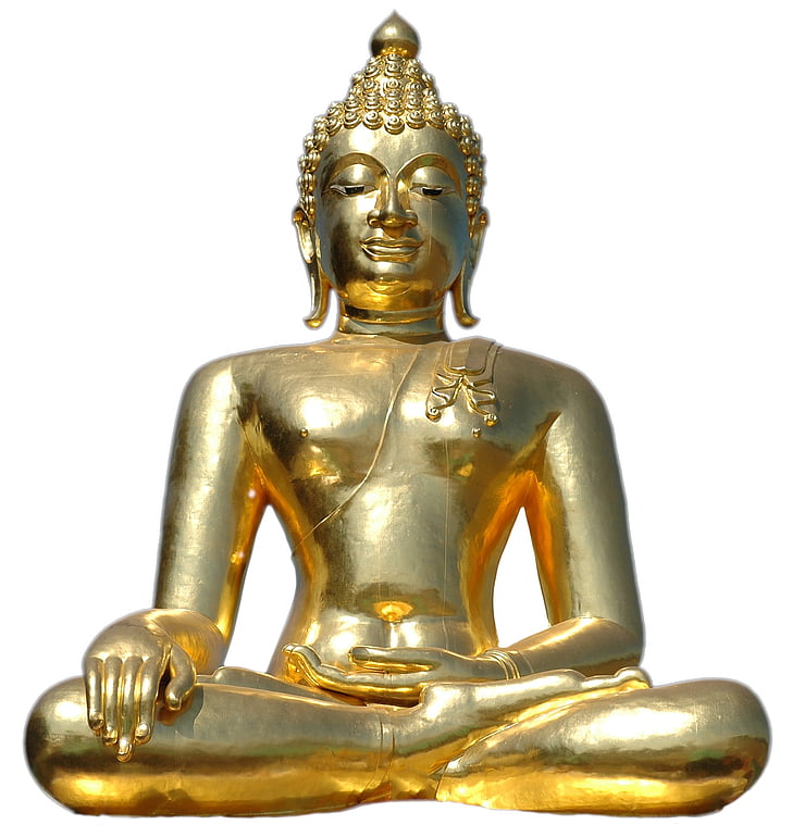 golden buddha, sitting, isolated, buddha, statue, buddhism