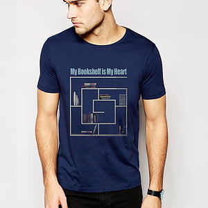 man with blue crew-neck t-shirt