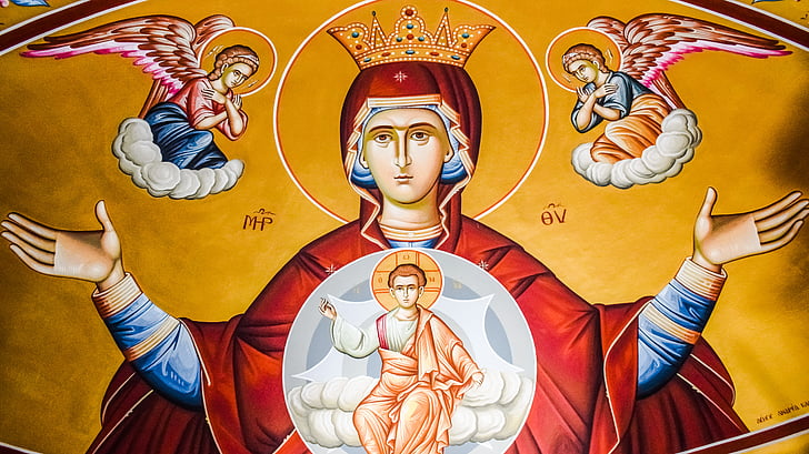 virgin mary, queen of heaven, iconography, religion, orthodox, church