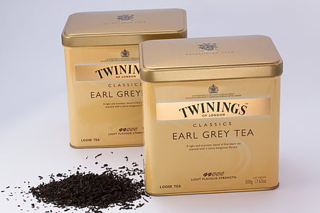two Twinings Classics Earl grey tea containers