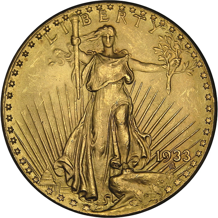 1933 gold-colored Liberty coin