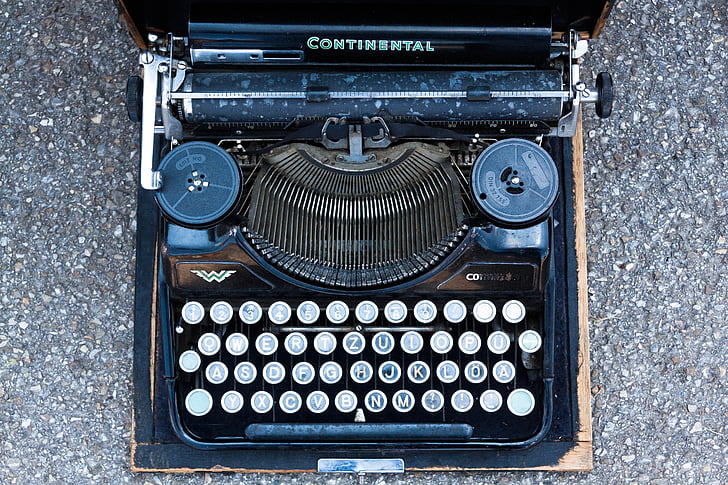 top-view photography of black Continental typewriter